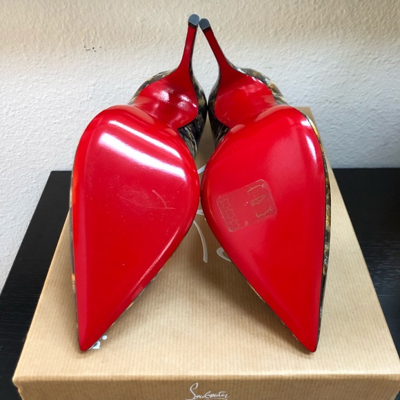 Christian Louboutin So Kate 120 Vernis Mouchete Marble Leopard Patent Pumps 38 - Picture 9 of 10